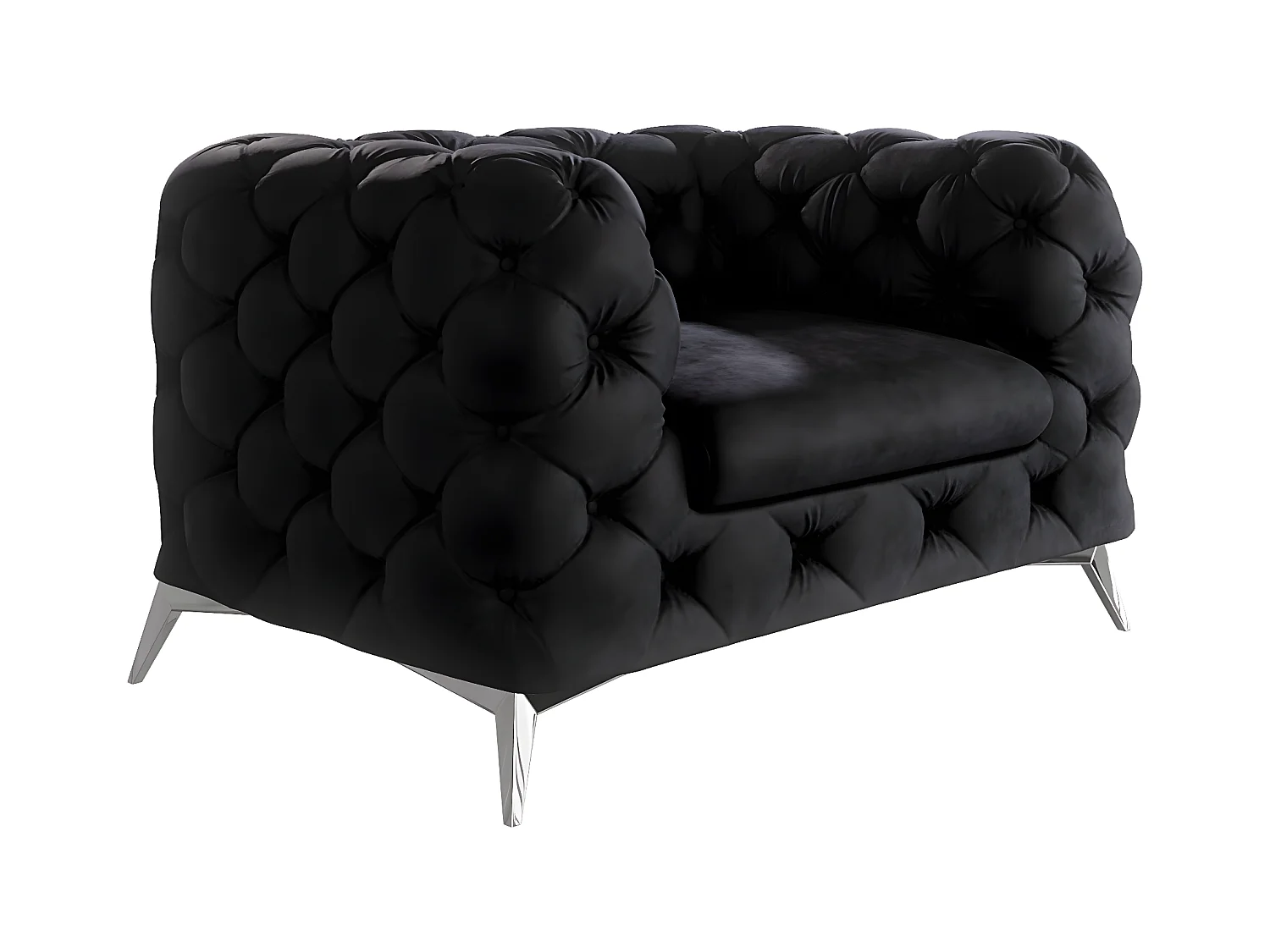 Celeste Chesterfield Sessel mit Silber Metall Füßen