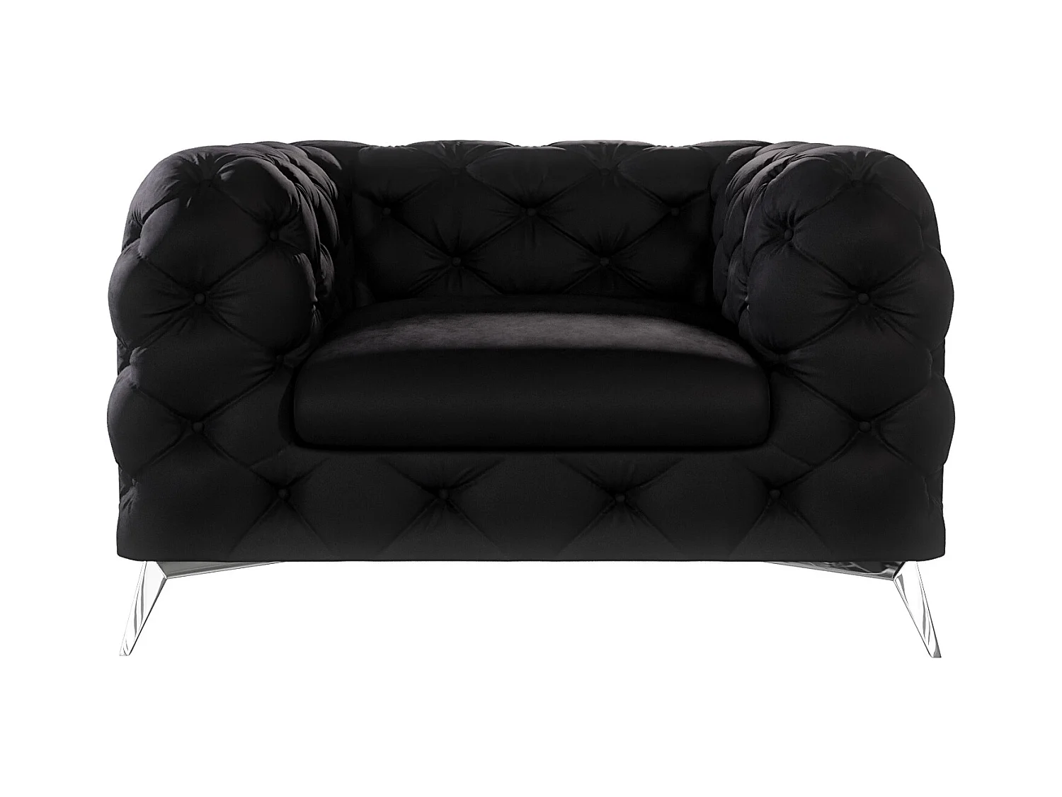 Celeste Chesterfield Sessel mit Silber Metall Füßen