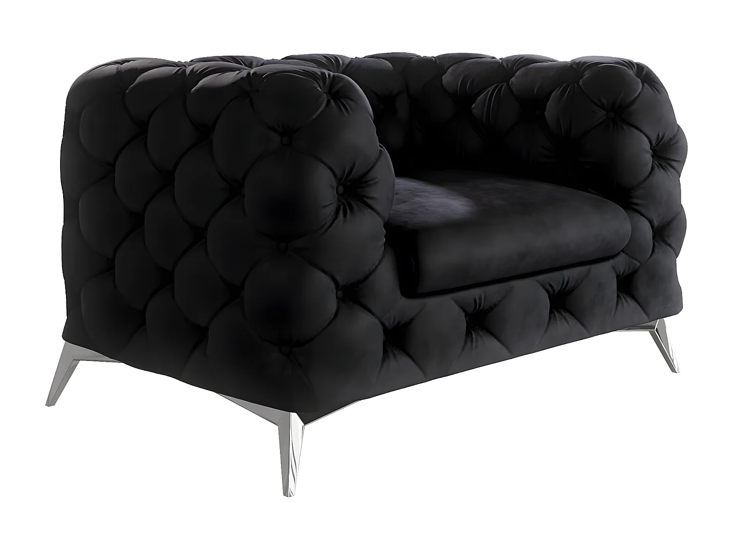 Celeste Chesterfield Sessel mit Silber Metall Füßen