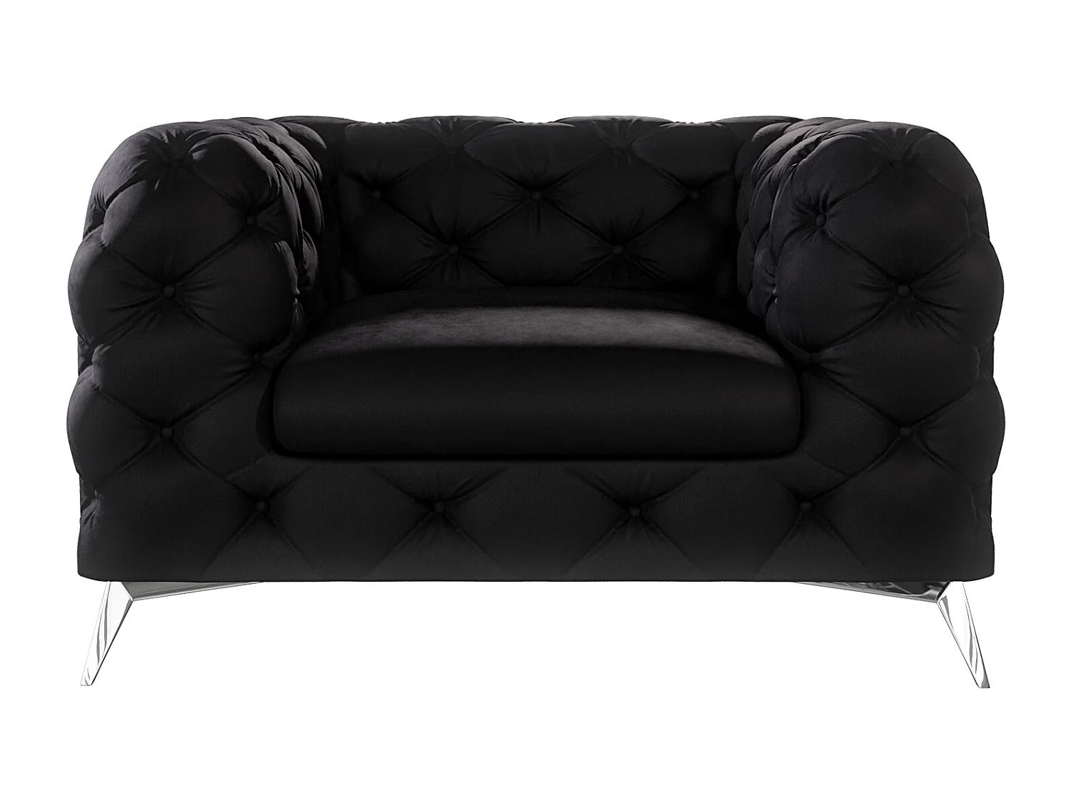 Celeste Chesterfield Sessel mit Silber Metall Füßen