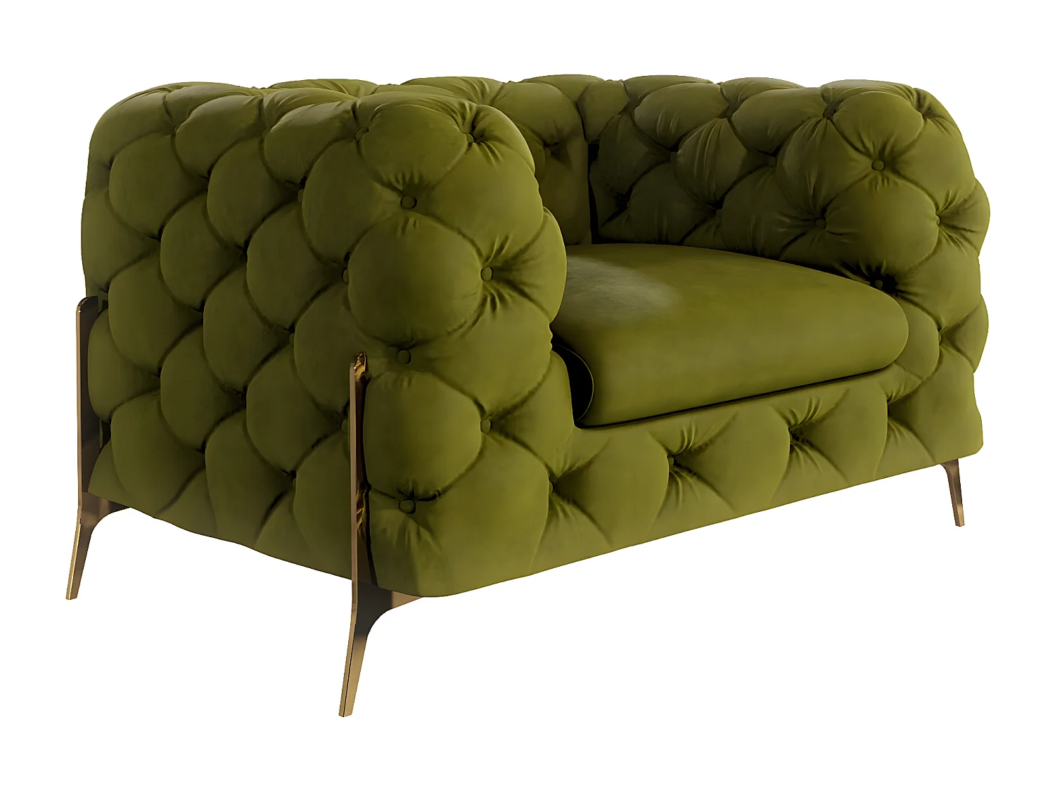 Ulysses Chesterfield Sessel mit Goldene Metall Füßen