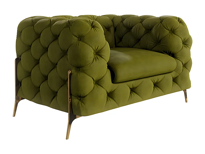 Ulysses Chesterfield Sessel mit Goldene Metall Füßen