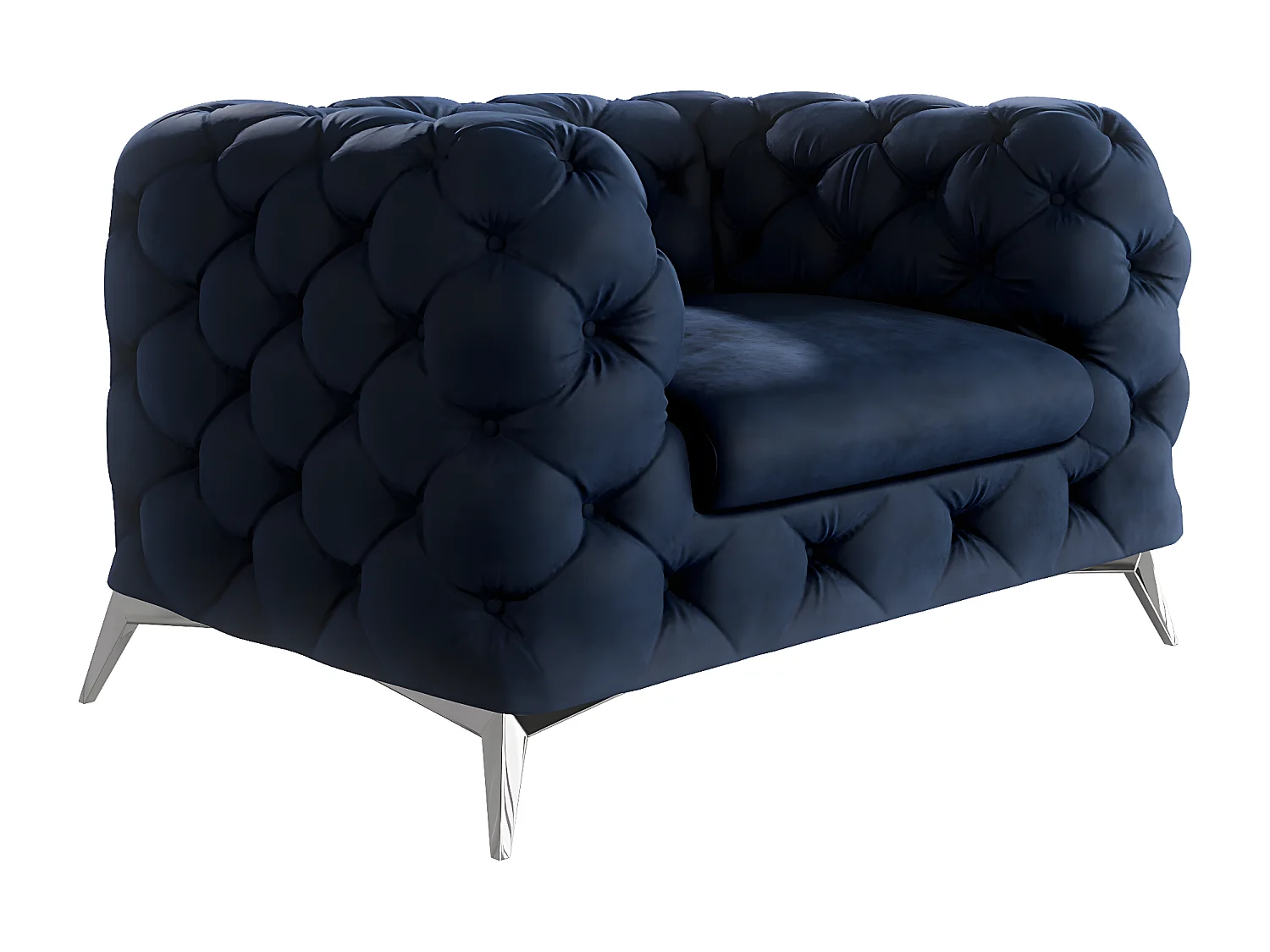 Celeste Chesterfield Sessel mit Silber Metall Füßen