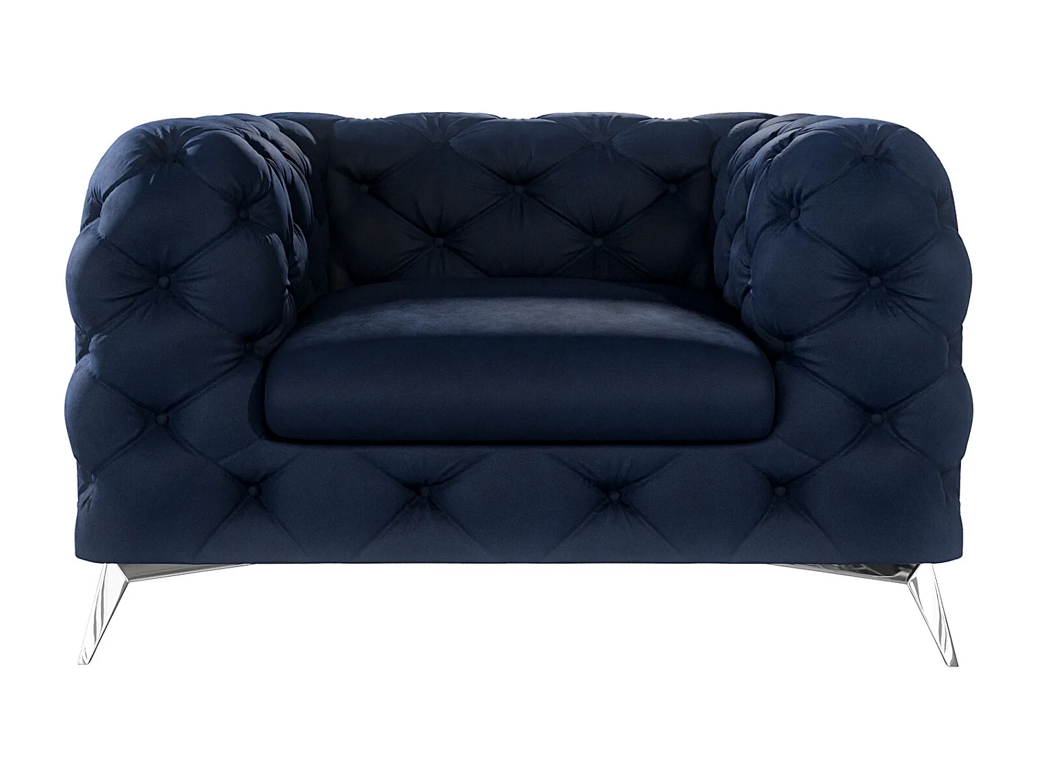 Celeste Chesterfield Sessel mit Silber Metall Füßen