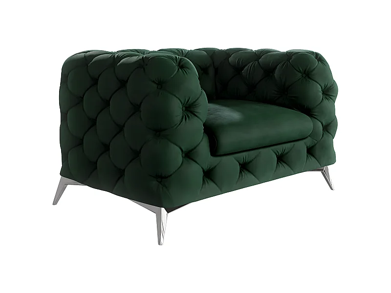 Celeste Chesterfield Sessel mit Silber Metall Füßen