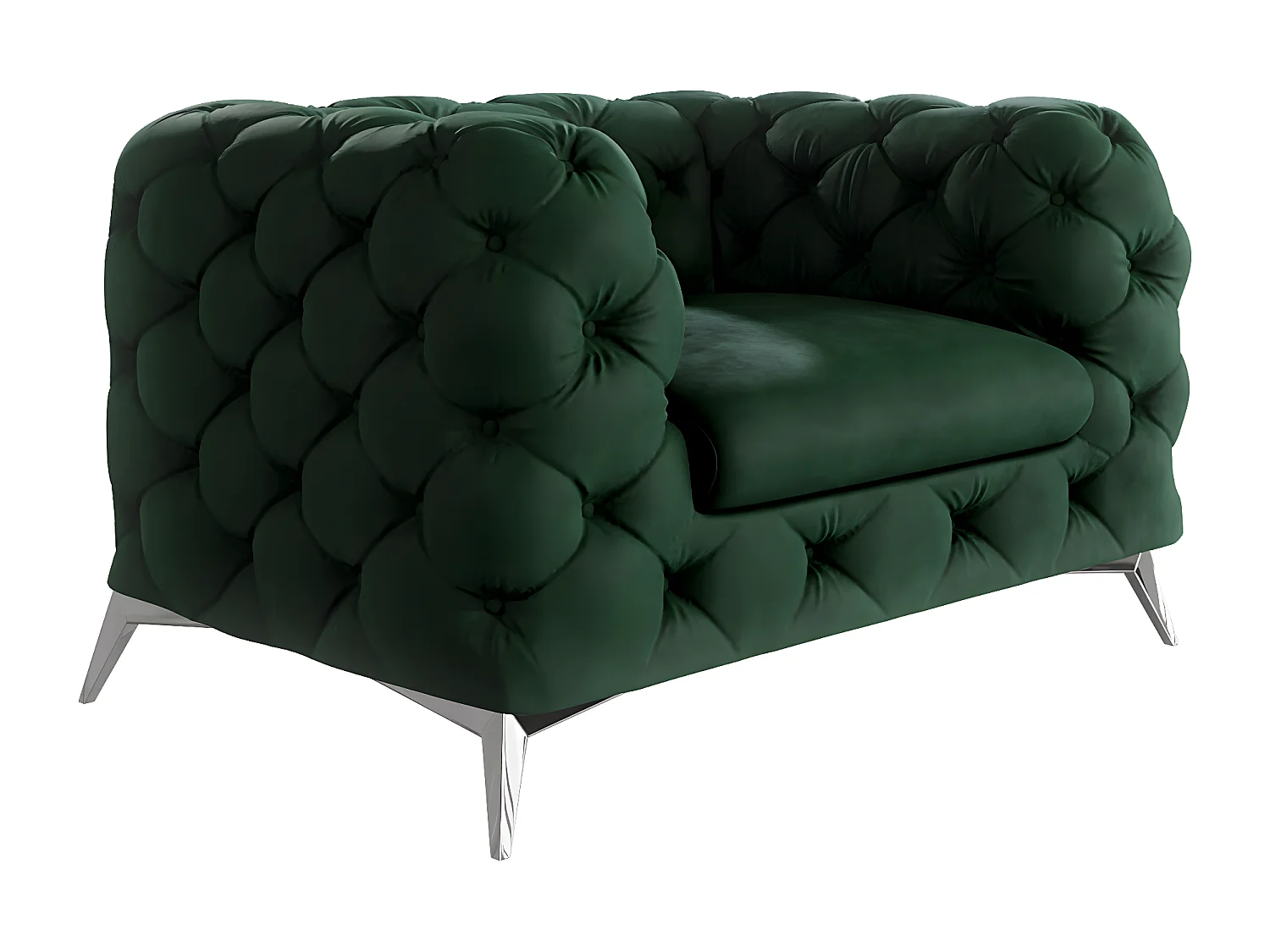 Celeste Chesterfield Sessel mit Silber Metall Füßen