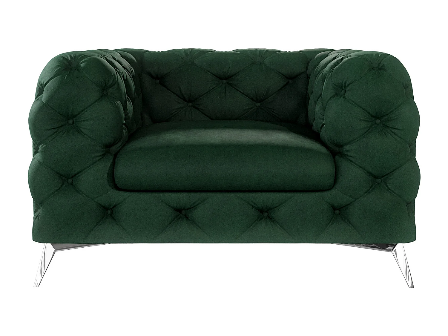 Celeste Chesterfield Sessel mit Silber Metall Füßen