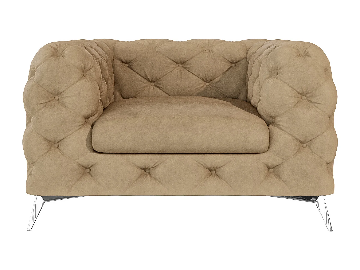 Celeste Chesterfield Sessel mit Silber Metall Füßen