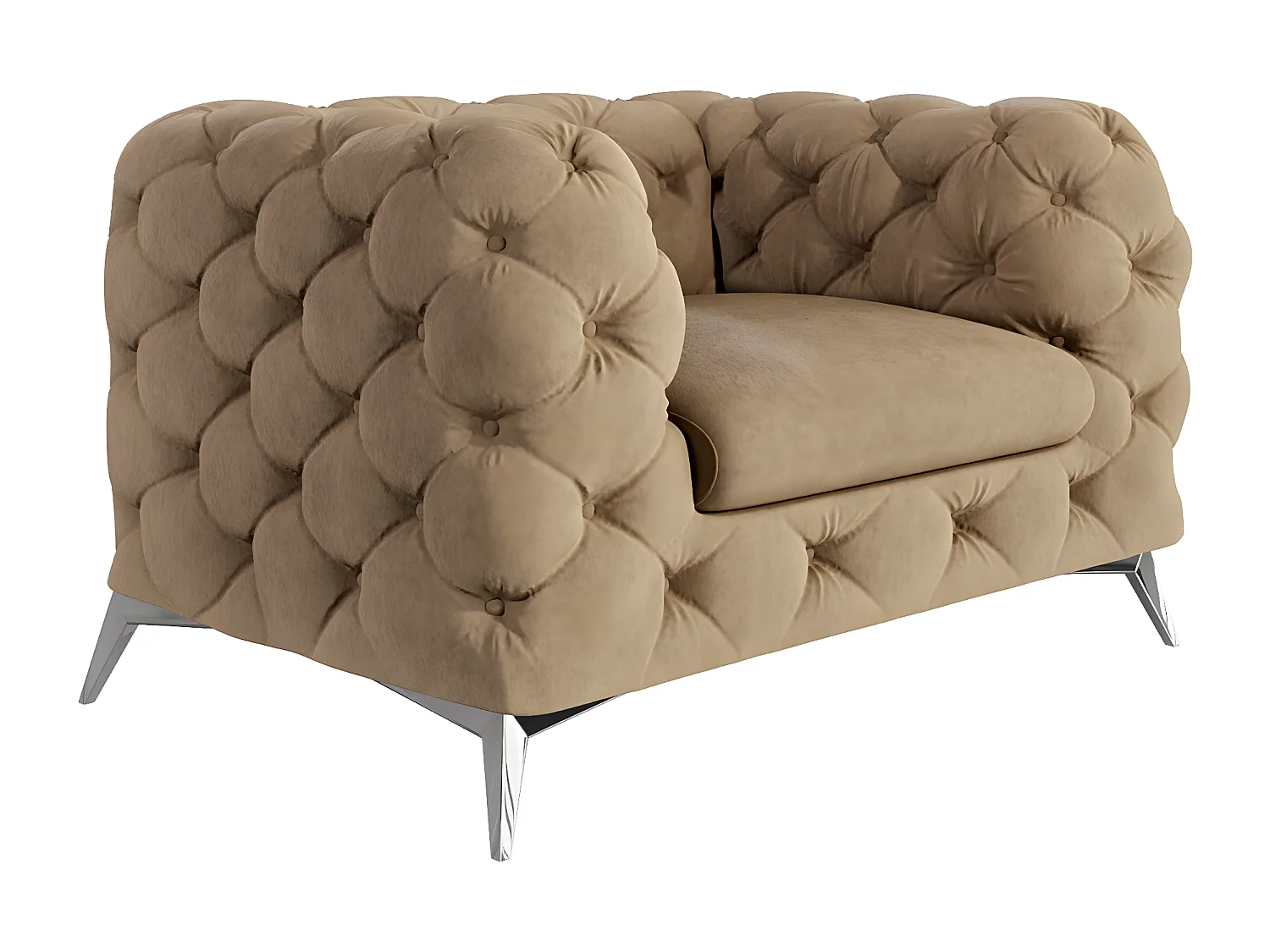 Celeste Chesterfield Sessel mit Silber Metall Füßen