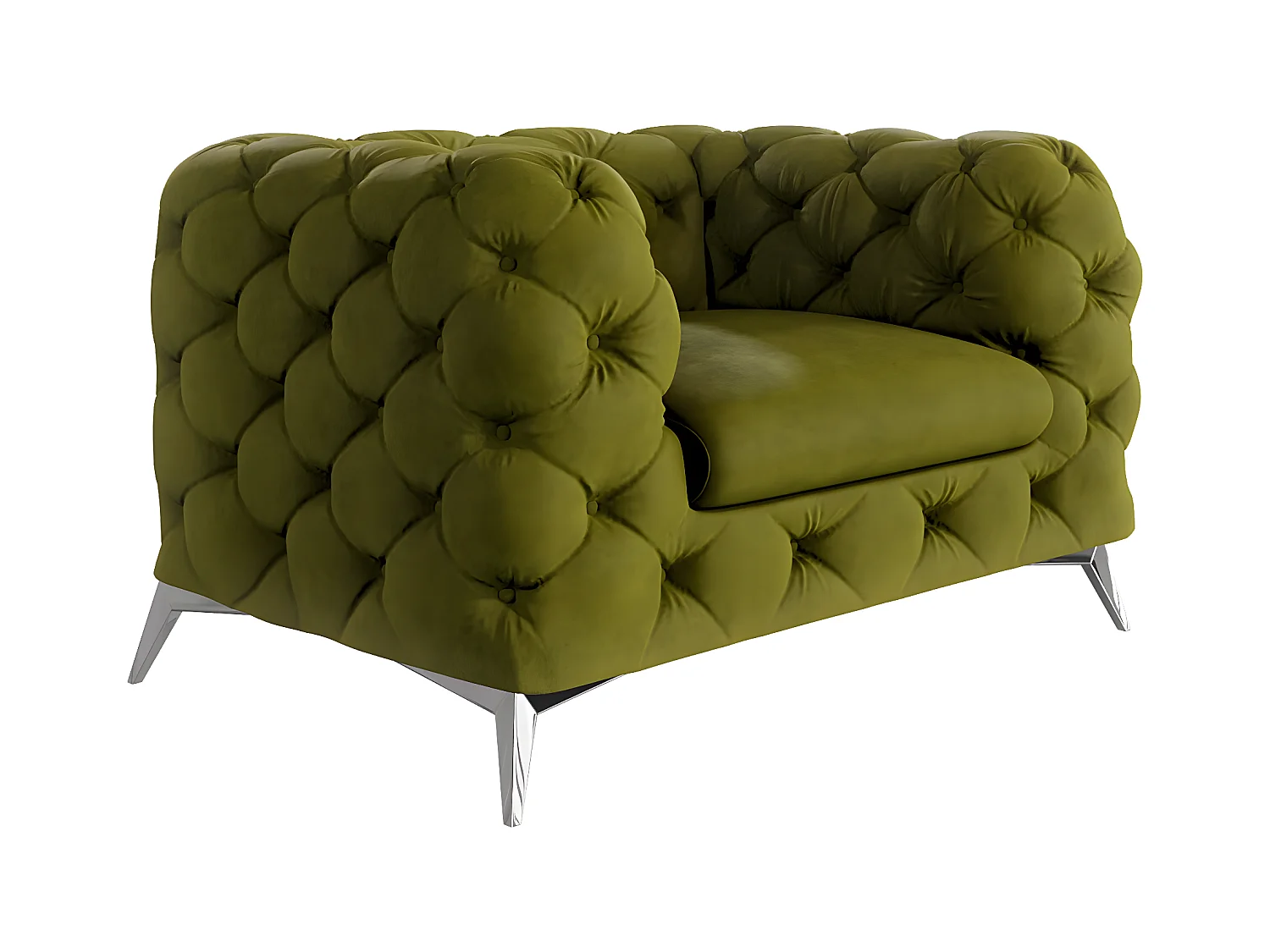 Celeste Chesterfield Sessel mit Silber Metall Füßen