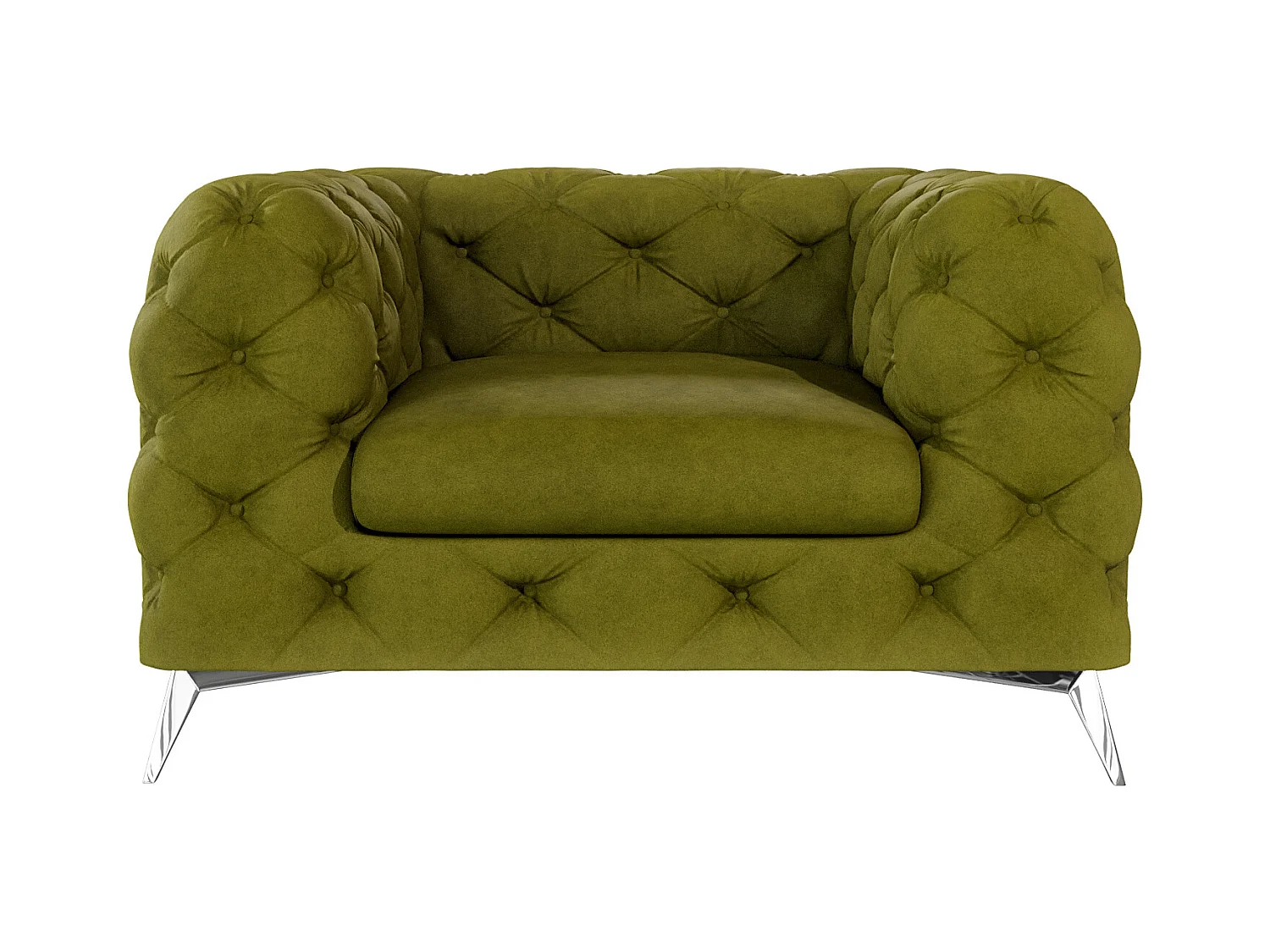 Celeste Chesterfield Sessel mit Silber Metall Füßen