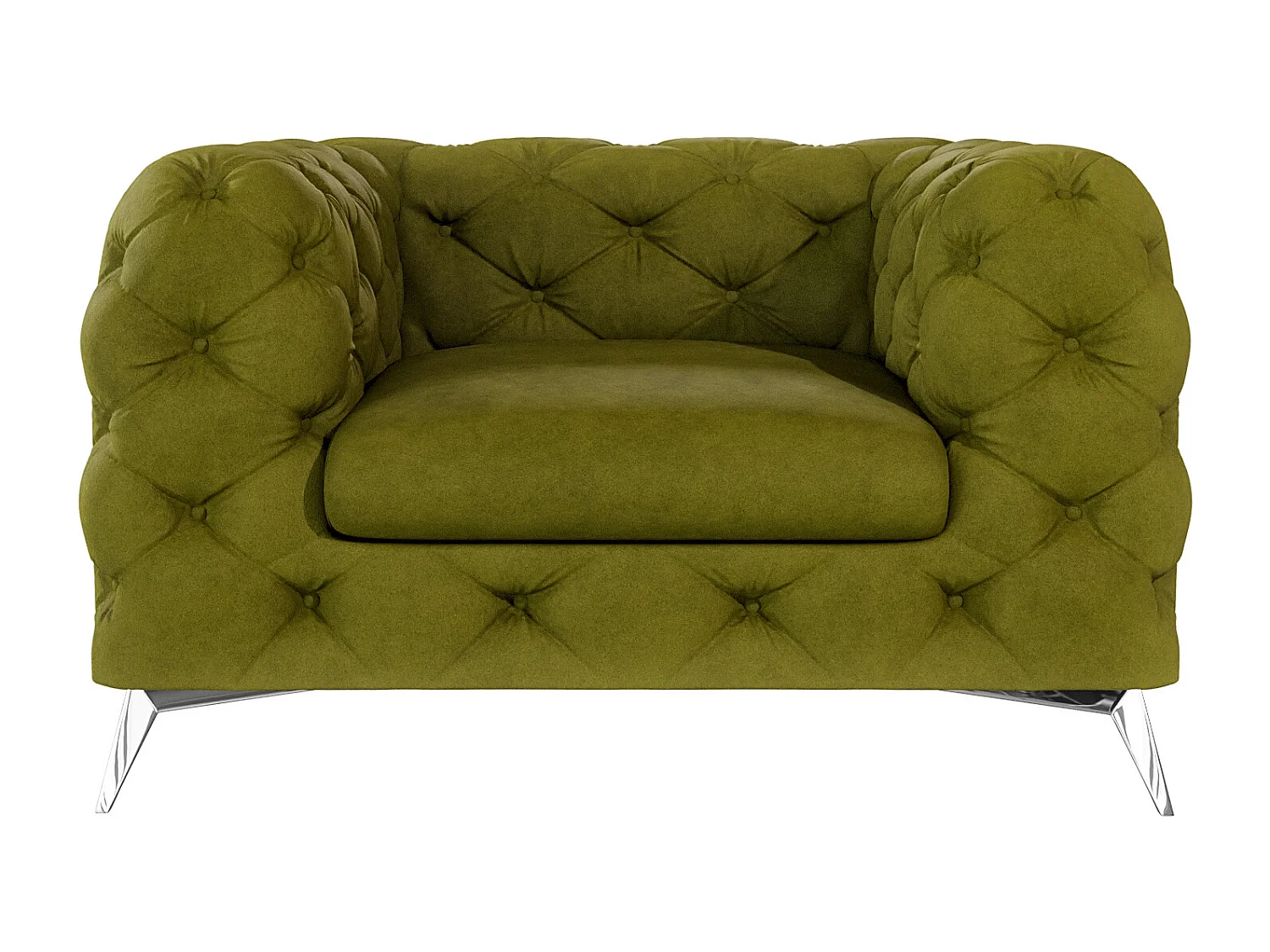 Celeste Chesterfield Sessel mit Silber Metall Füßen