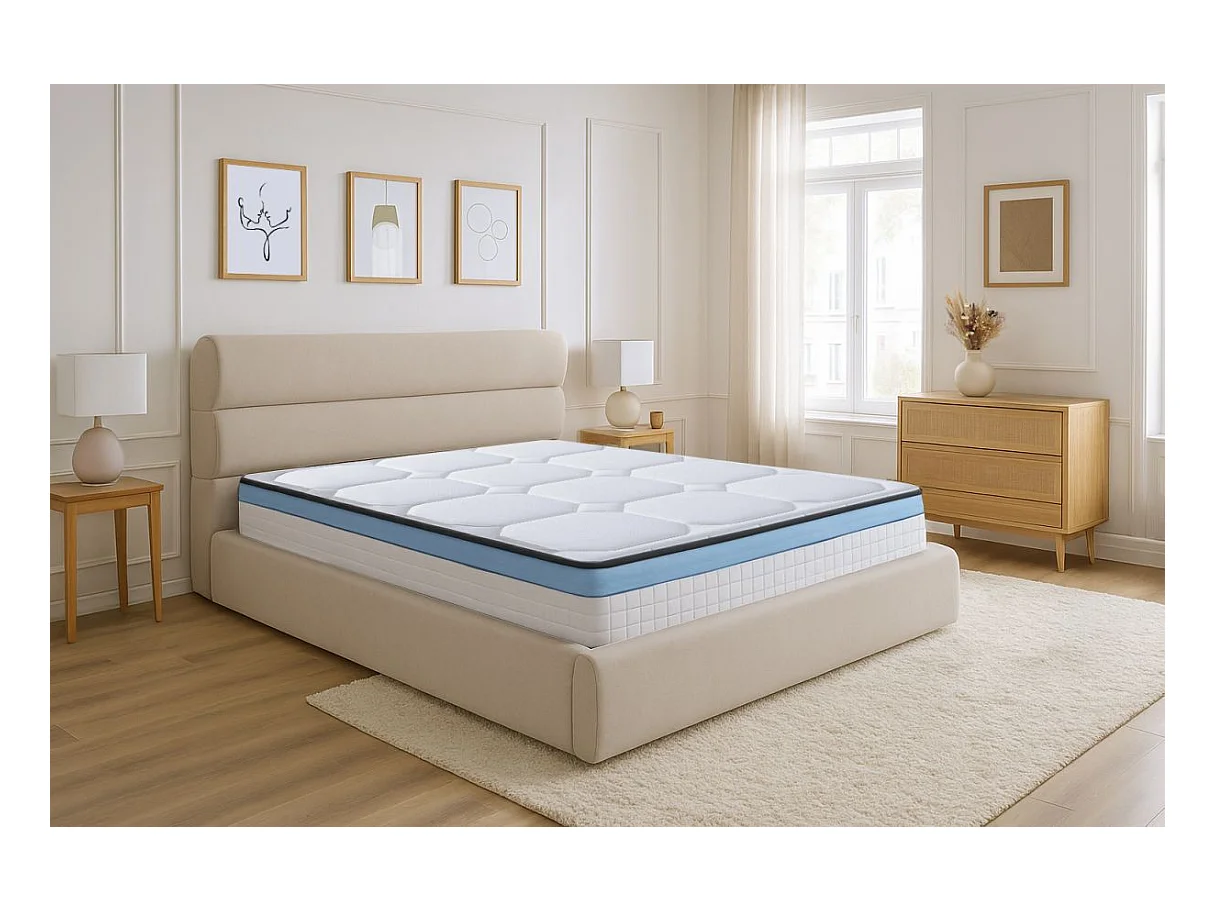 Matelas GEL FRESH mousse à mémoire de forme + mousse frozen gel - épaisseur 27cm - 180x200cm