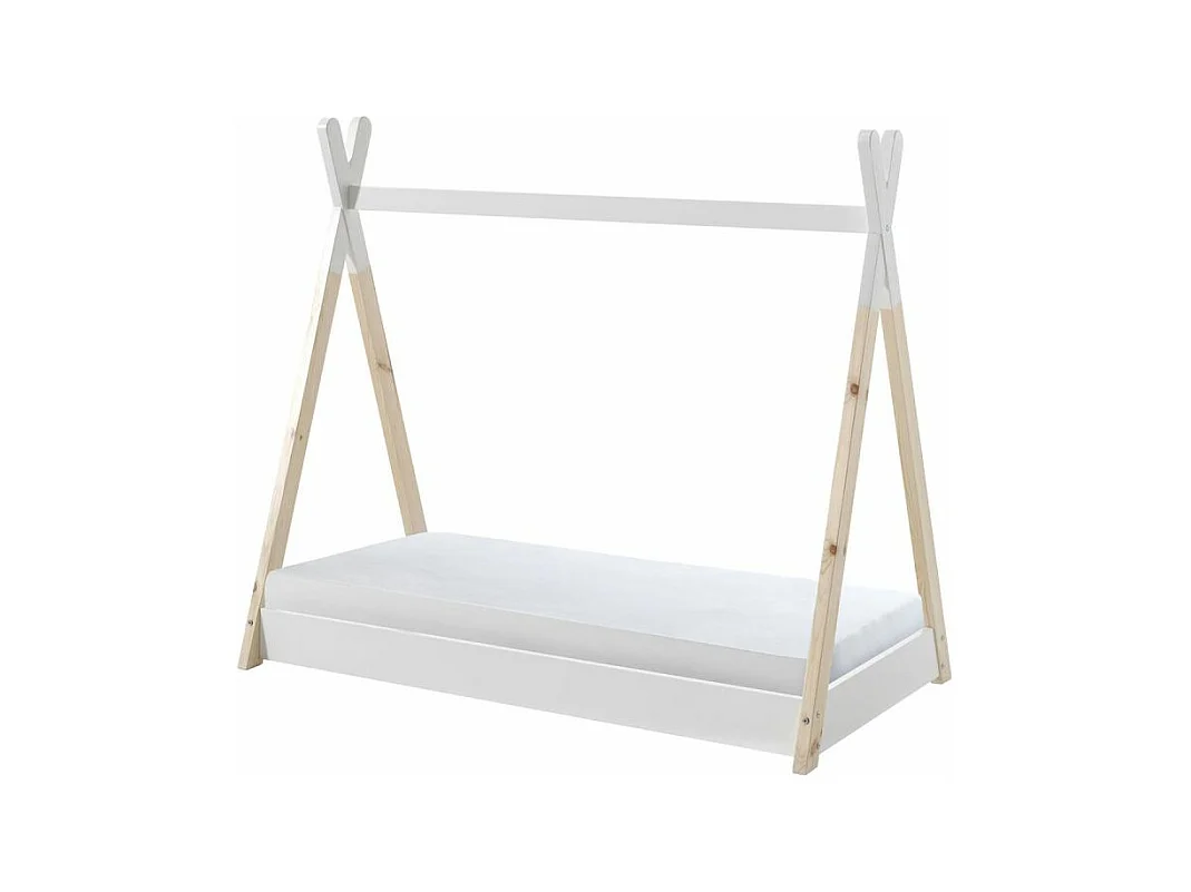 Lit Enfant Design & Matelas "Tipi" 70x140cm Blanc