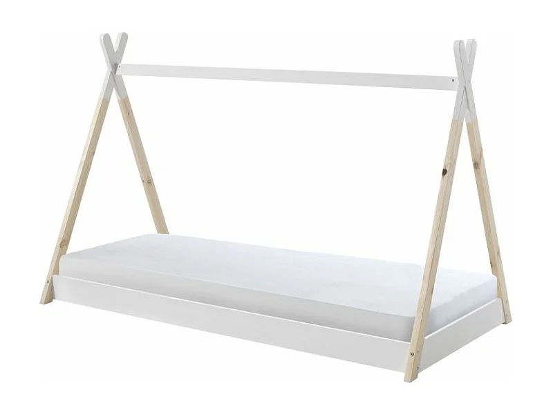 Lit Enfant & Matelas "Tipi" 90x200cm Blanc