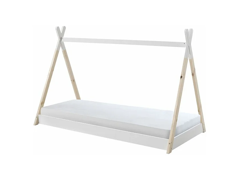 Lit Enfant & Matelas "Tipi" 90x200cm Blanc