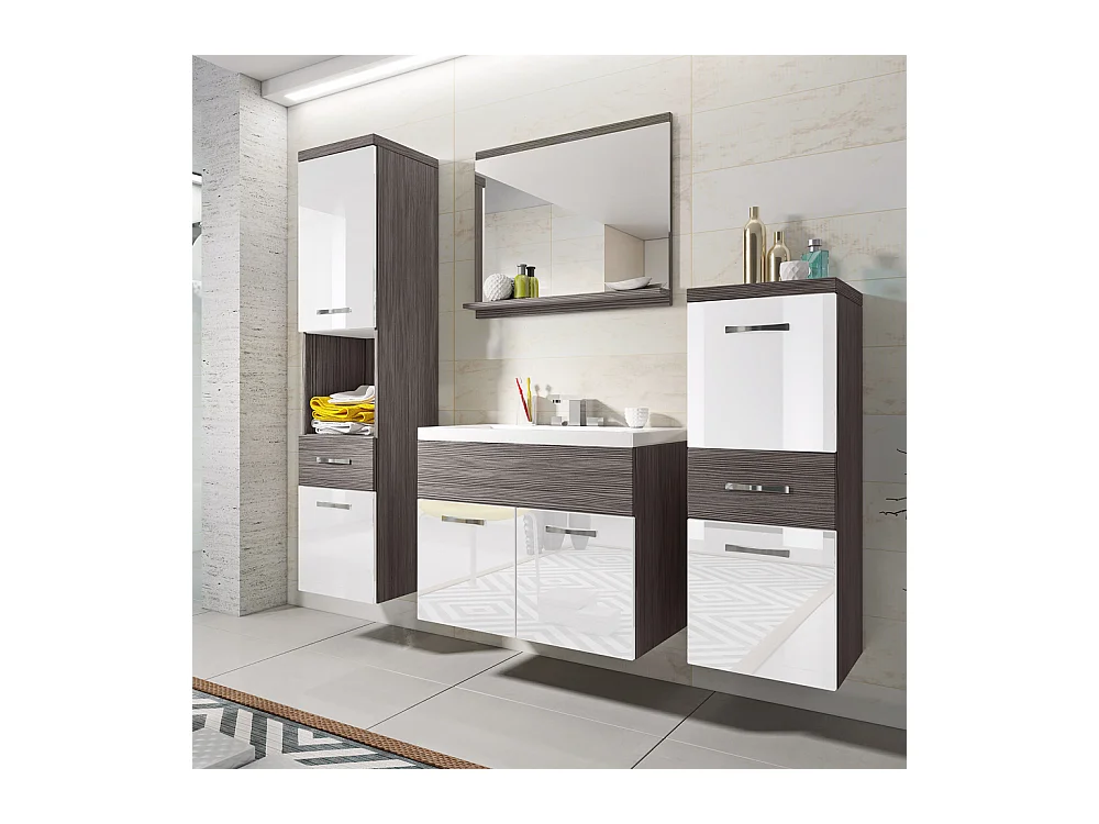Ensemble de meubles de salle de bain - Bodega / Blanc Brillant - KINSONIN