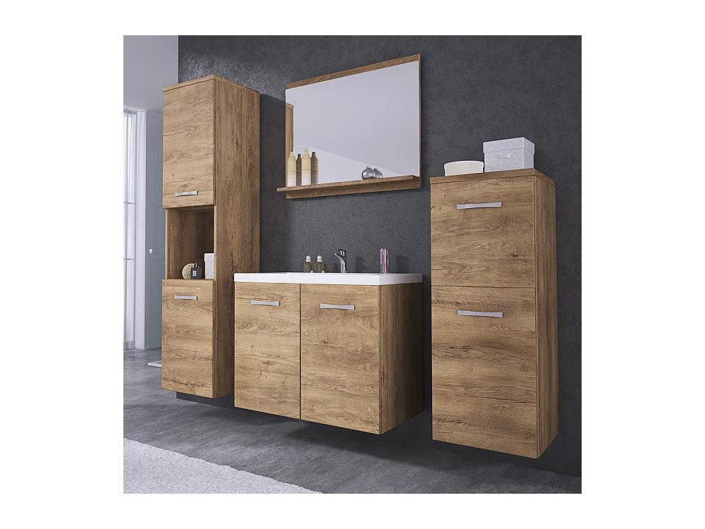Badmöbel-Set 4-teilig, Holzoptik Lefkas Eiche - Gripticials