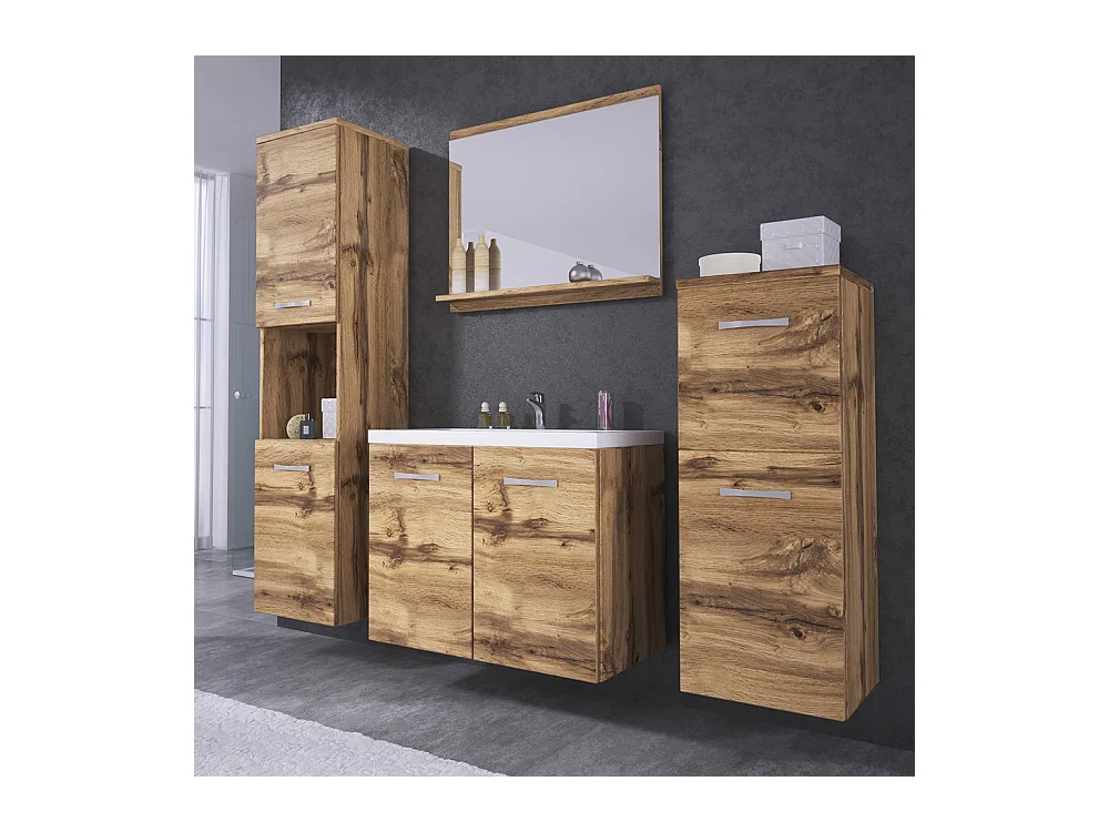 Badmöbel-Set 4-teilig, Holzoptik Wotan Eiche - Gripticials