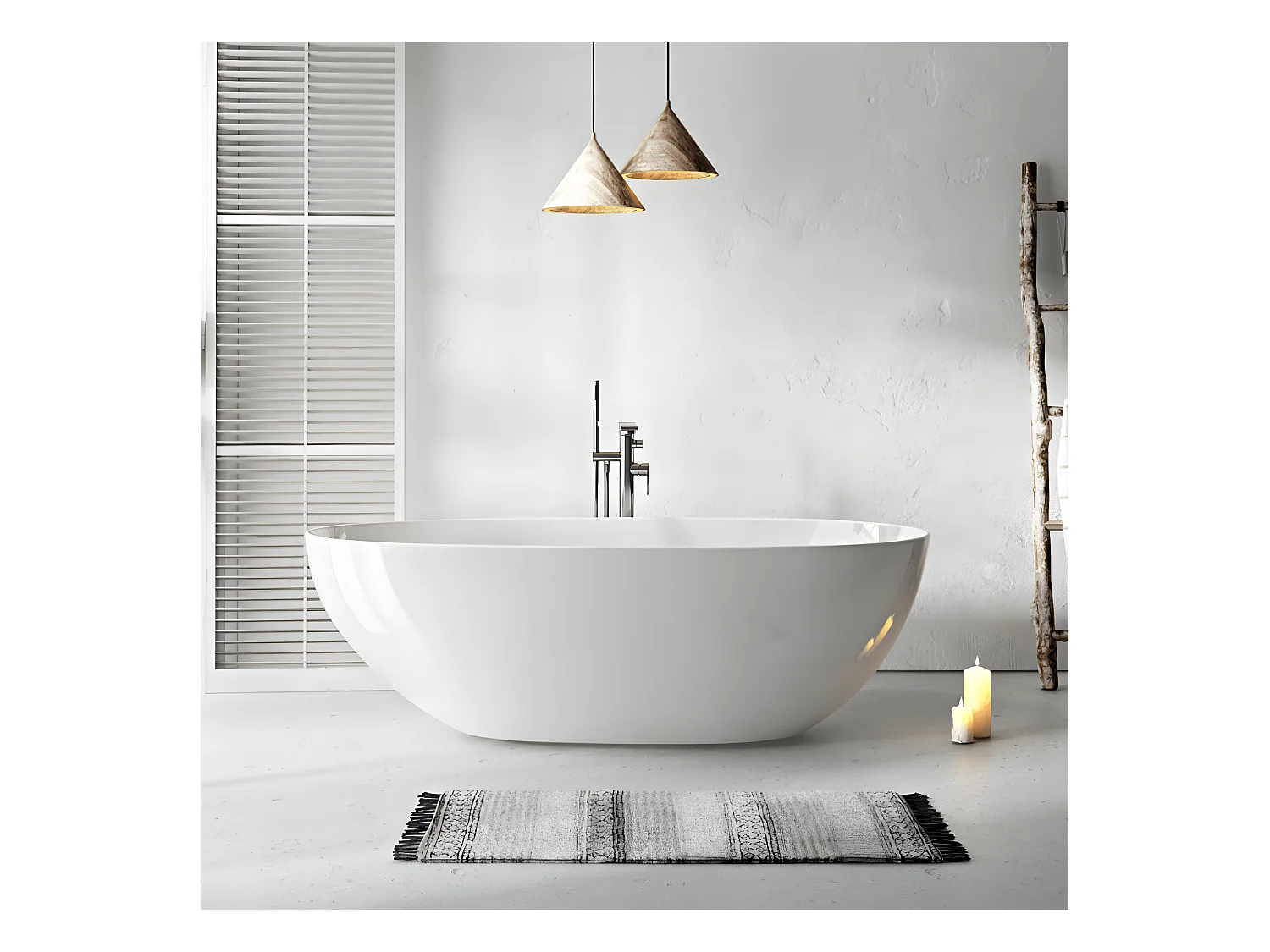Baignoire îlot design ovale FLORIDA blanche 165 cm Brillant
