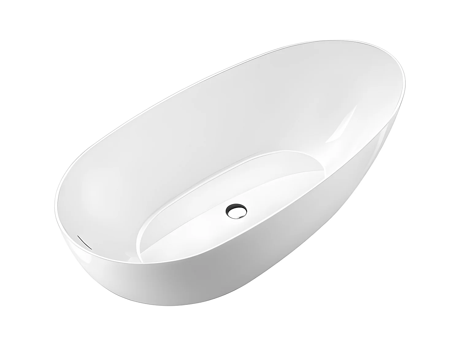 Baignoire îlot design ovale FLORIDA blanche 165 cm Brillant