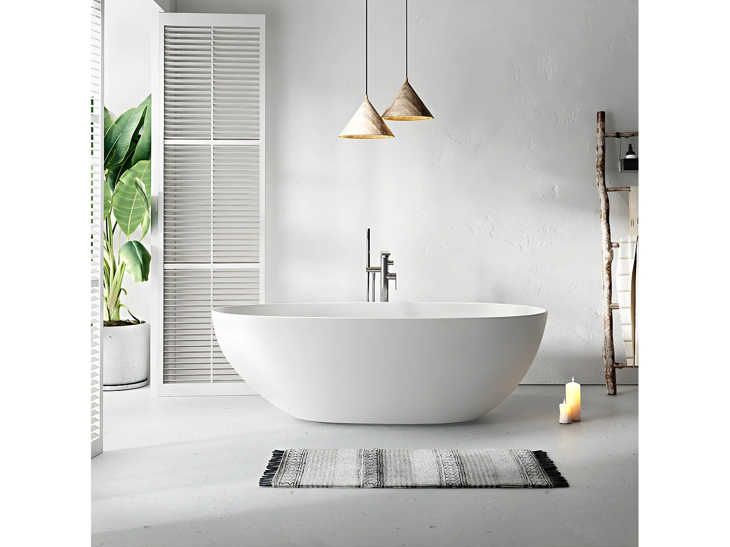 Baignoire îlot design ovale FLORIDA blanche 165 cm Mat