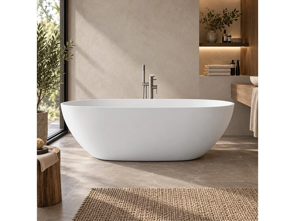 Vasca freestanding ovale FLORIDA bianca Opaca 165 cm