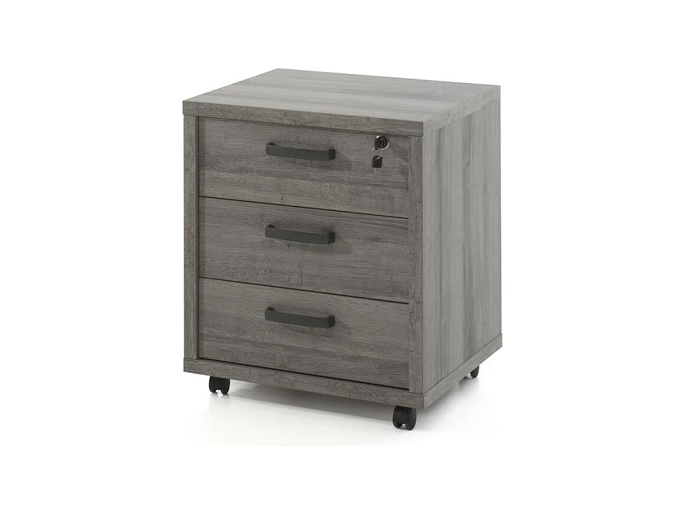 Caisson de rangement bureau 3 tiroirs coloris chêne Sherman gris | Collection SOON | Meublorama