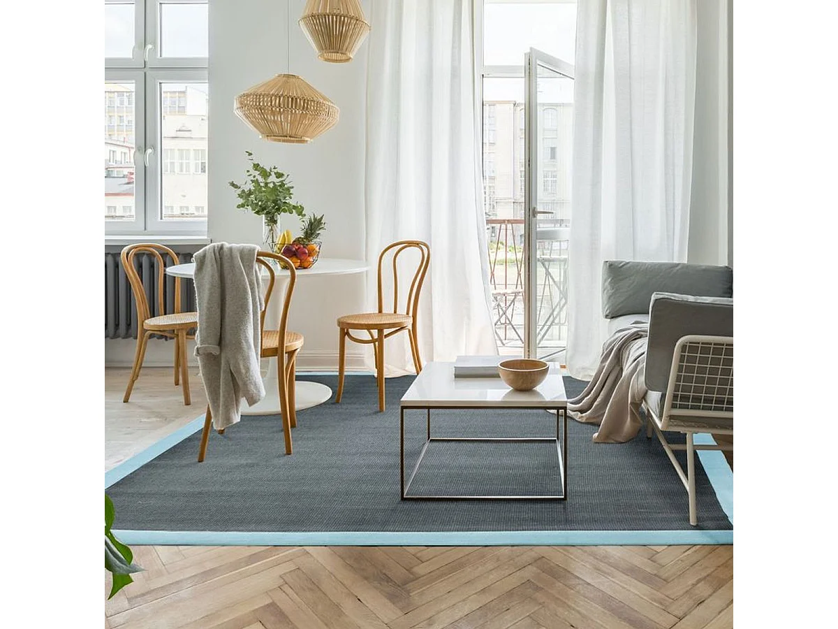 NATURAL JUTE - Tapis en jute bleu clair 160x230