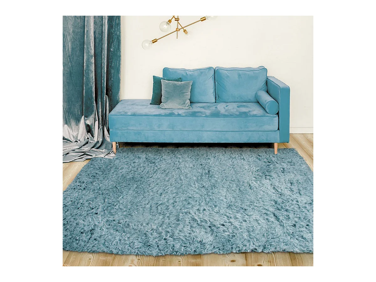 AUTHENTIK - Tapis tout doux fausse fourrure bleu clair 120x170