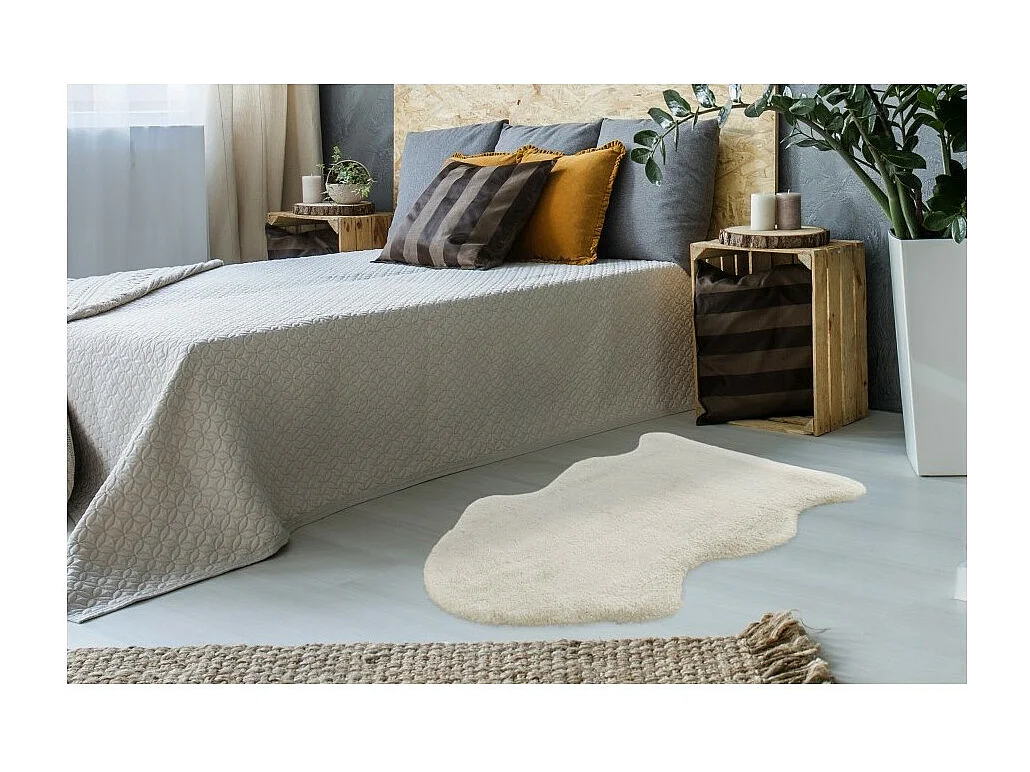 Tapis 90x60cm, design C005Y coloris ivoire - Confort et élégance pour votre intérieur