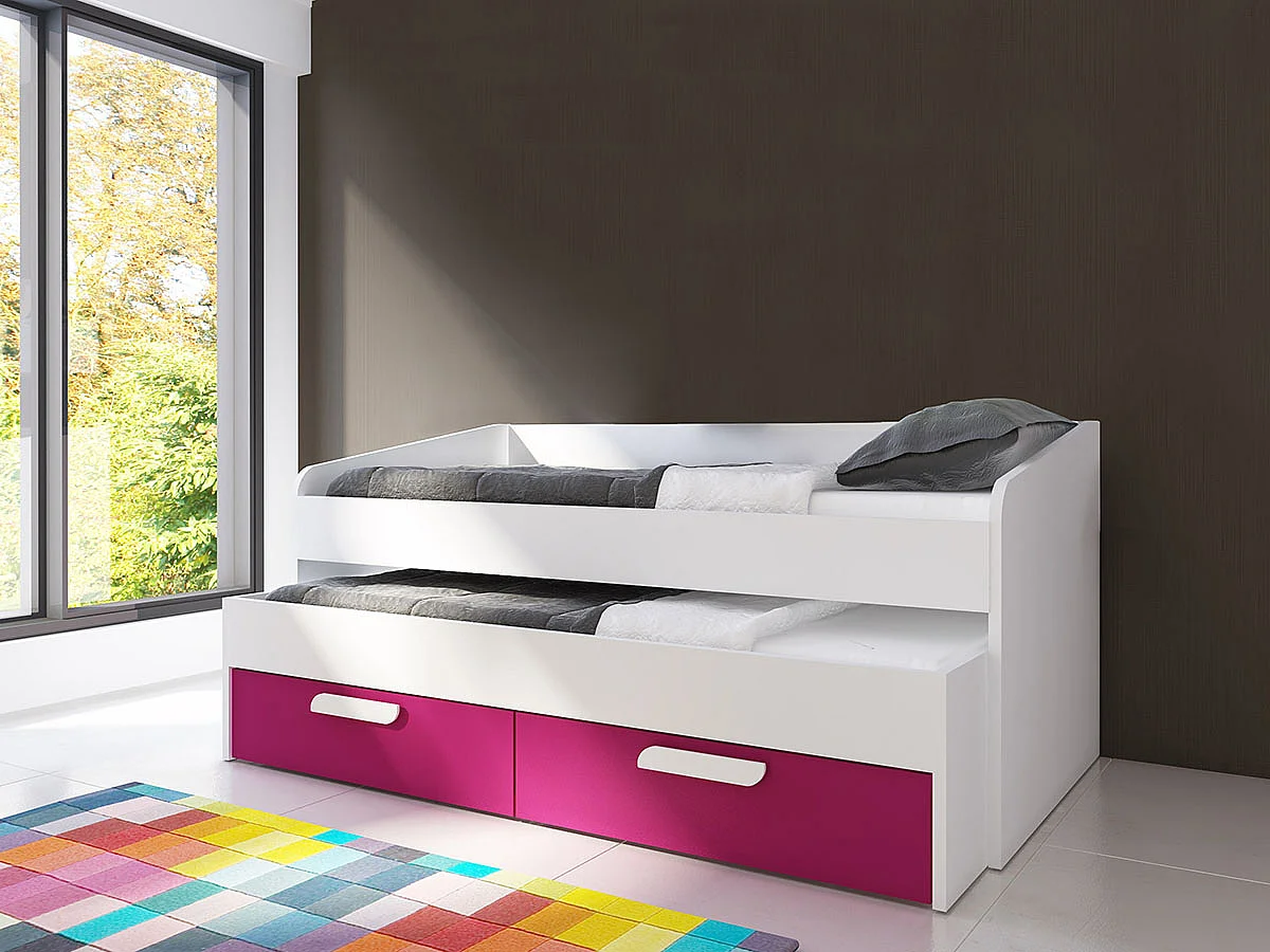 Cama Dupla Adams (190×90 cm)(Fucsia)