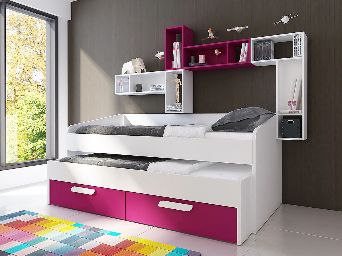 Cama Dupla Adams (190×90 cm)(Fucsia)