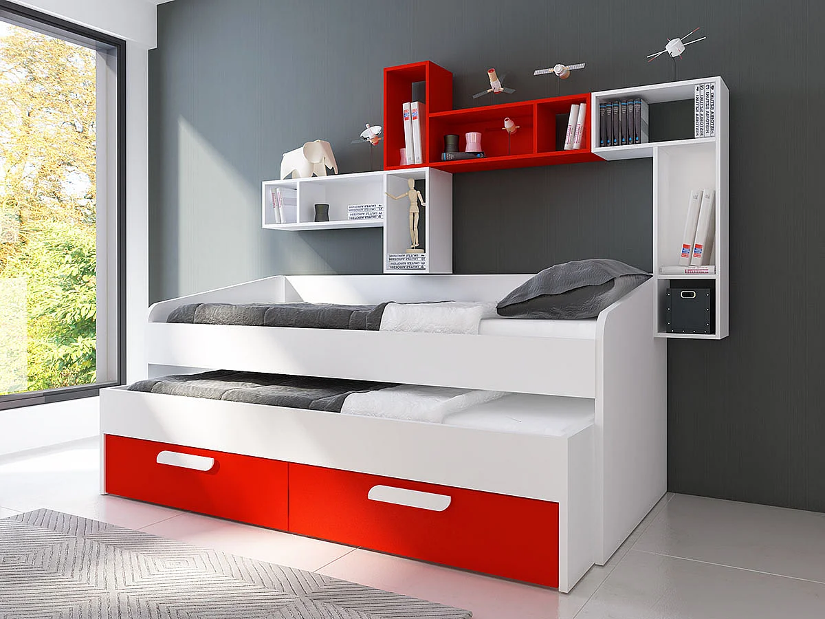 Cama Dupla Adams (190×90 cm)(Vermelho)