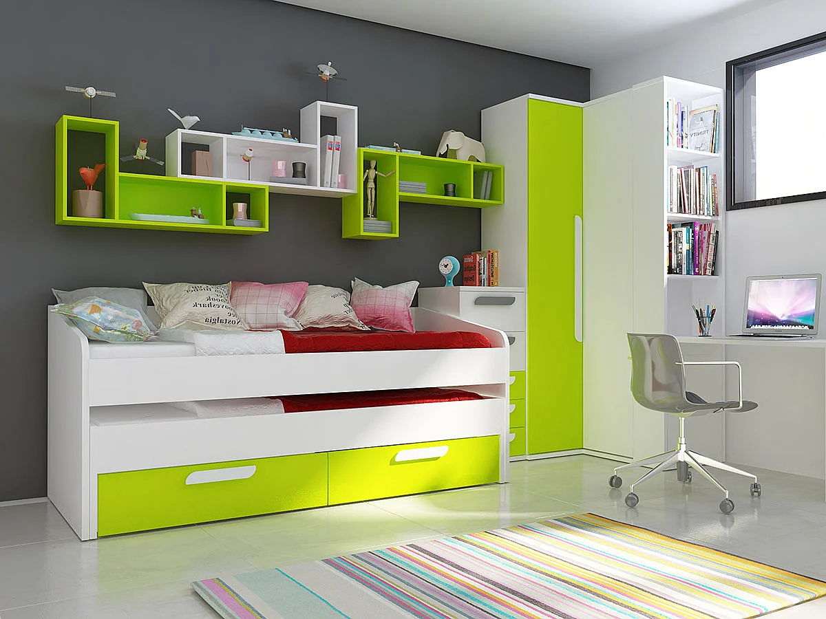 Cama Dupla Adams (190×90 cm)(Verde)