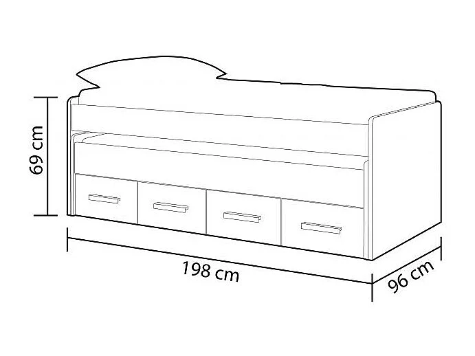 Cama de casal juvenil Ares Blanco Alpes - Basalto