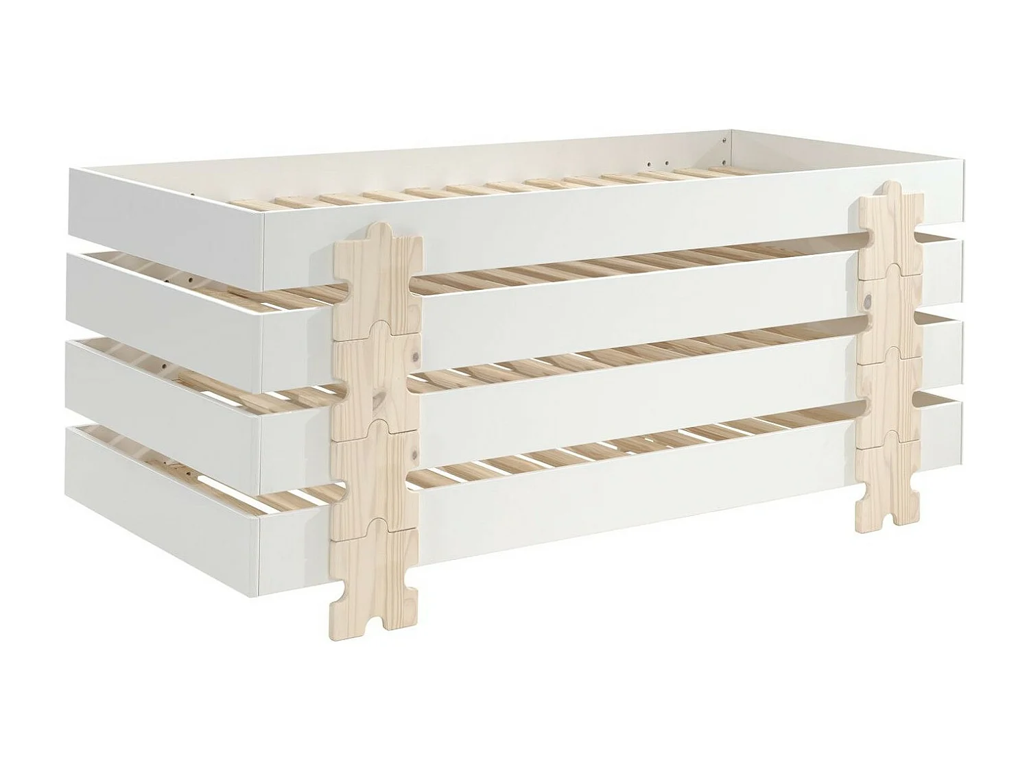 Lit Enfant en Bois "Modulo Puzzle IV" 90x200cm Blanc