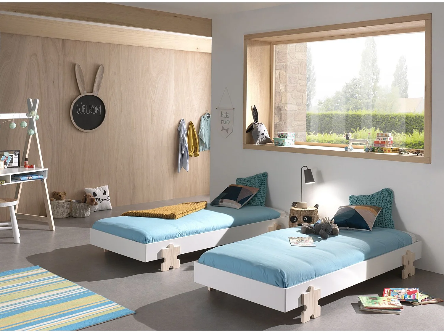 Lit Enfant en Bois "Modulo Puzzle IV" 90x200cm Blanc