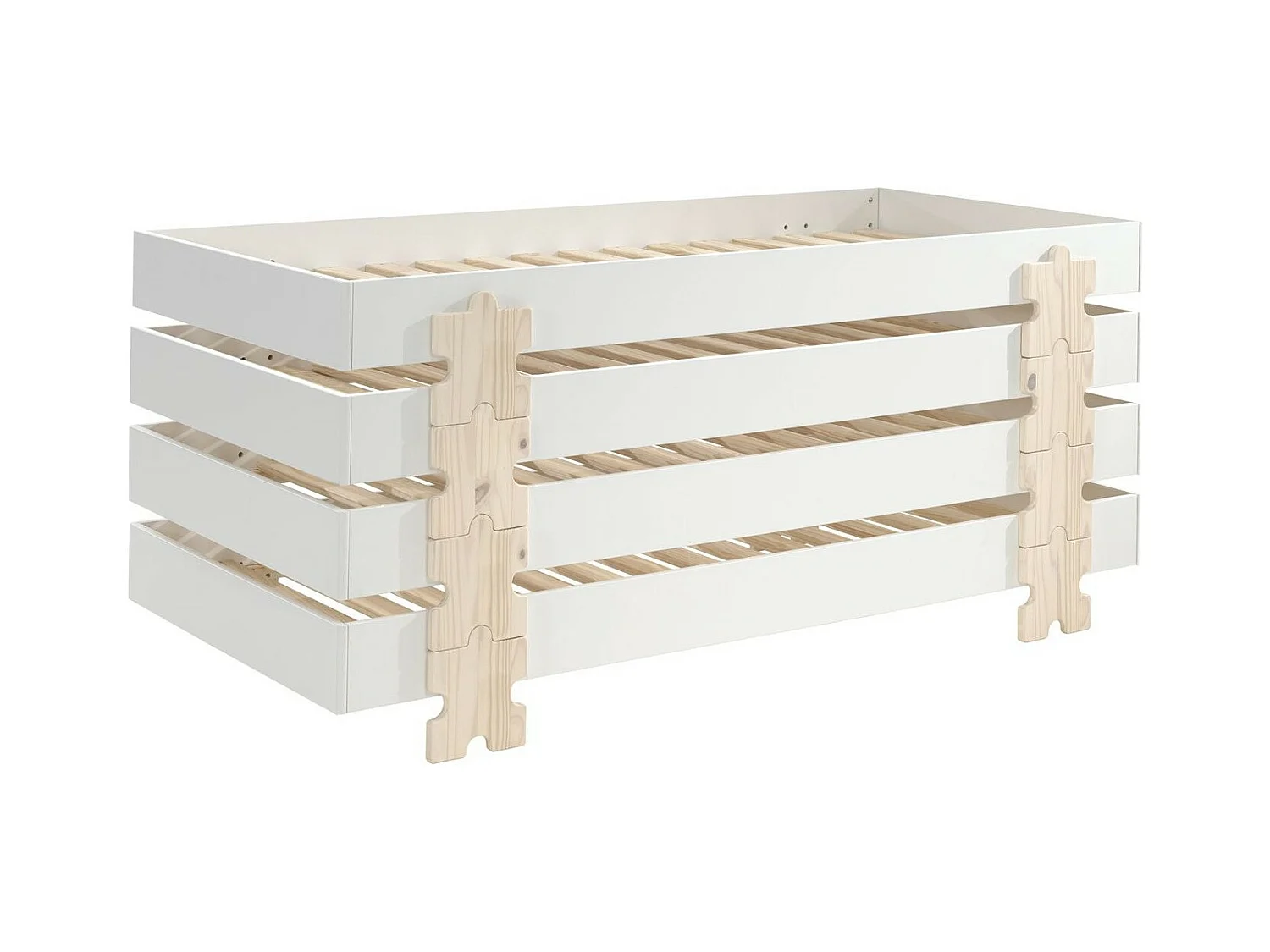 Lit Enfant en Bois "Modulo Puzzle IV" 90x200cm Blanc