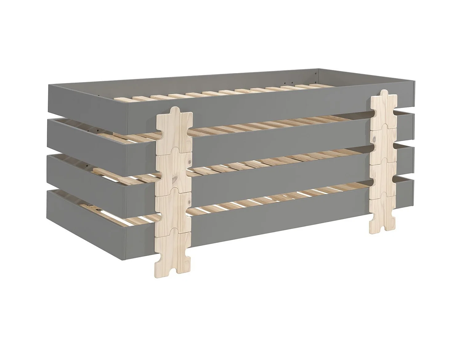 Lit Enfant en Bois "Modulo Puzzle IV" 90x200cm Gris