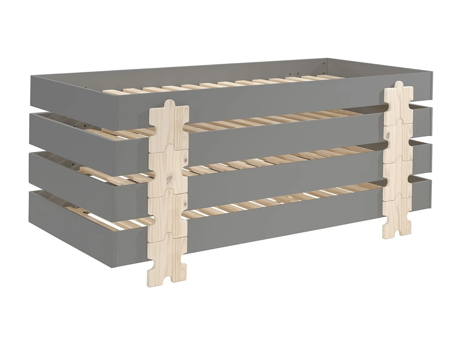Lit Enfant en Bois "Modulo Puzzle IV" 90x200cm Gris