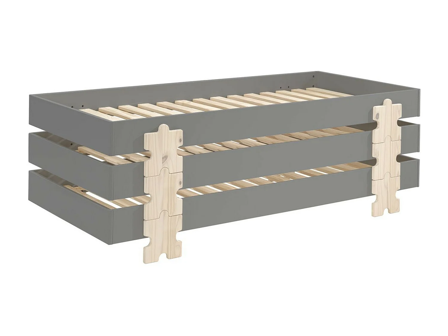 Lit Enfant en Bois "Modulo Puzzle IV" 90x200cm Gris