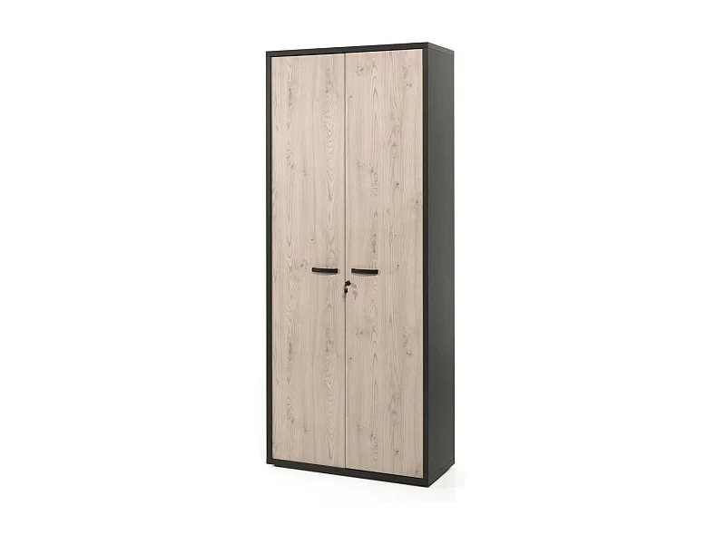 Armario de Oficina - Mueble con 2 Puertas y estantes color Roble claro y negro | Colección DEPÉ | Meublorama