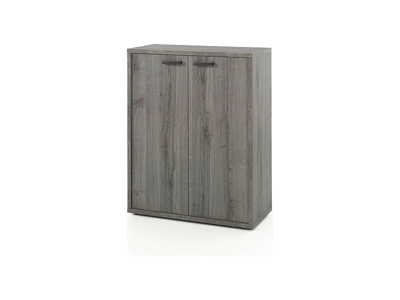 Büroaufbewahrung - Schrank mit 2 Türen in Grau Eichenfarbe Sherman | Kollektion SOON | Meublorama