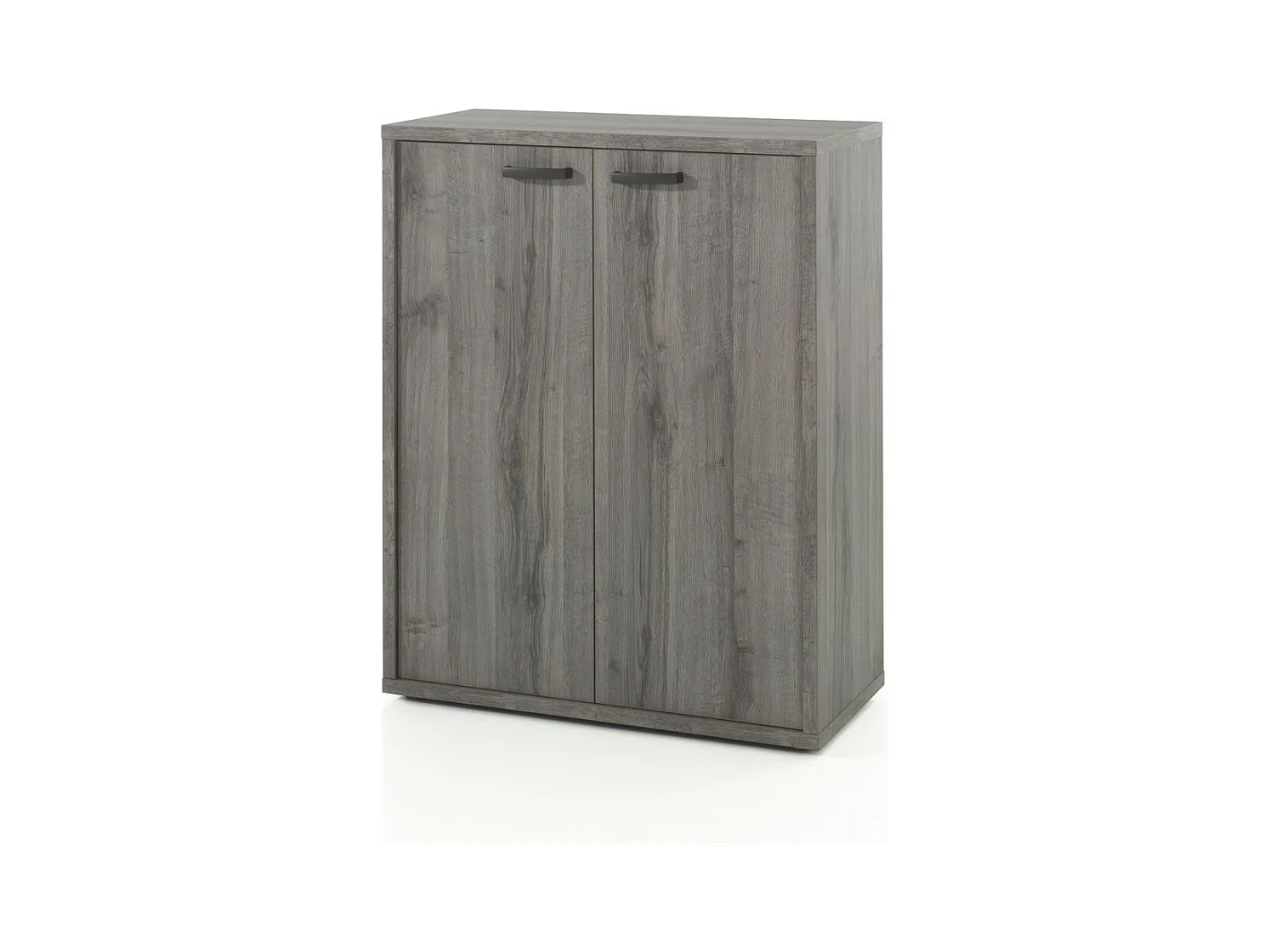 Rangement de bureau SOON – Meuble 2 portes – Chêne Sherman gris – L90 x H112 x P40 cm