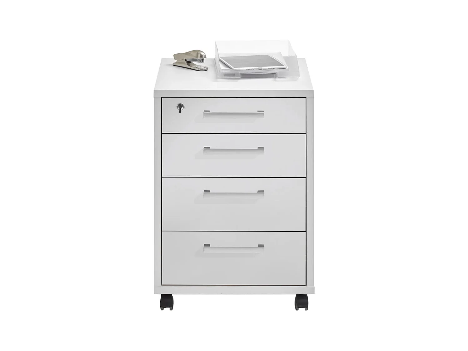 Caisson de Bureau 4 Tiroirs "Kazed" 65cm Blanc