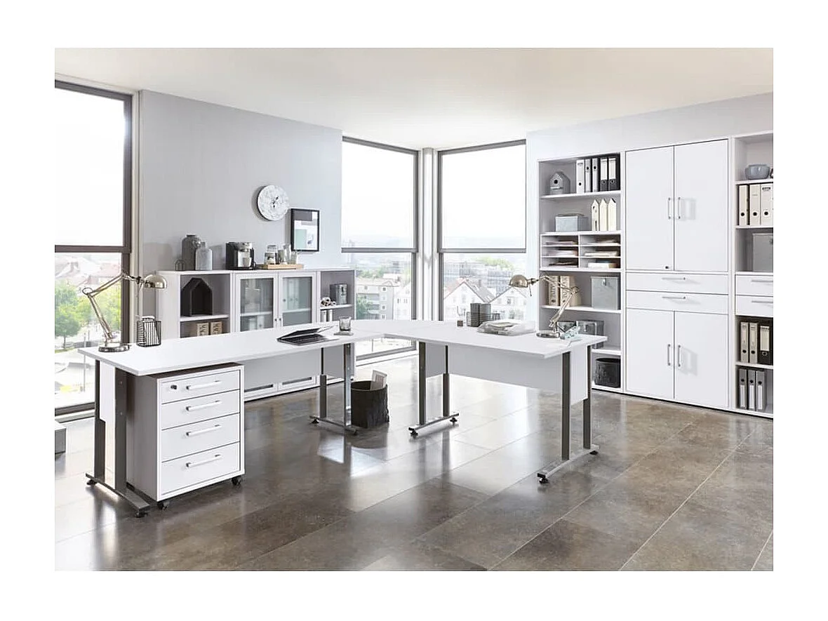 Caisson de Bureau 4 Tiroirs "Kazed" 65cm Blanc