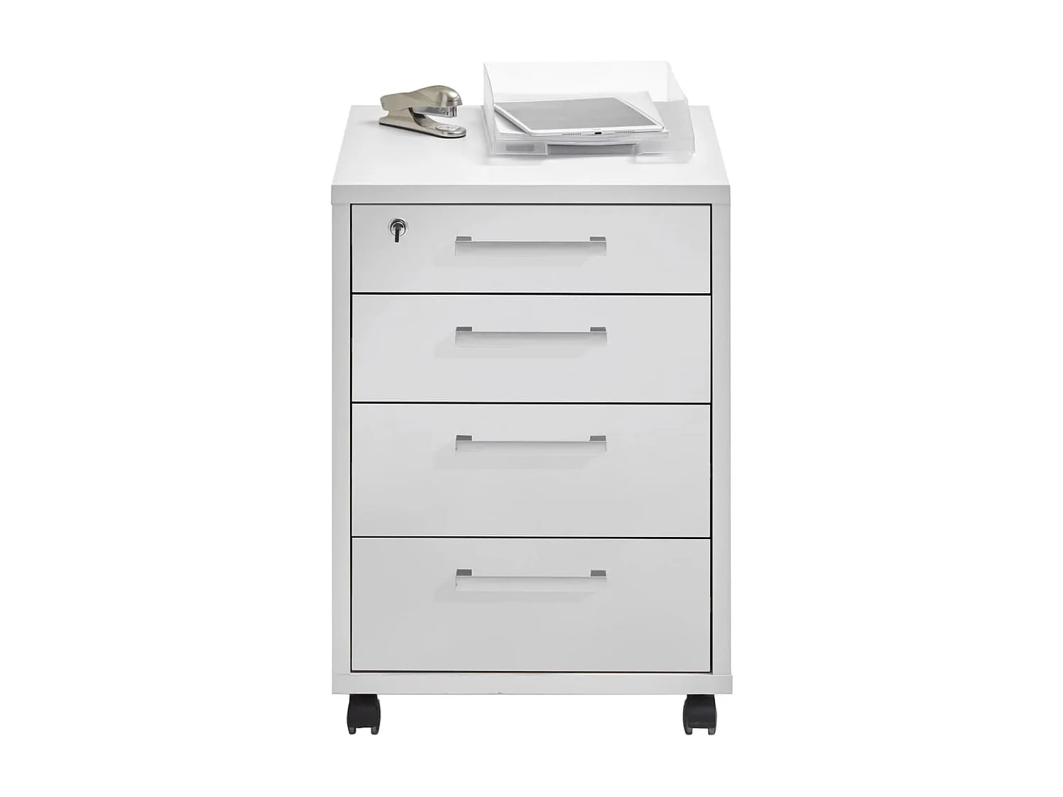 Caisson de Bureau 4 Tiroirs "Kazed" 65cm Blanc