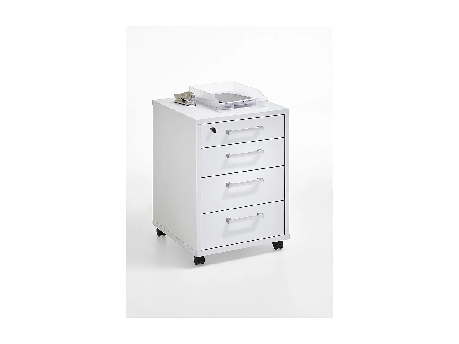 Caisson de Bureau 4 Tiroirs "Kazed" 65cm Blanc