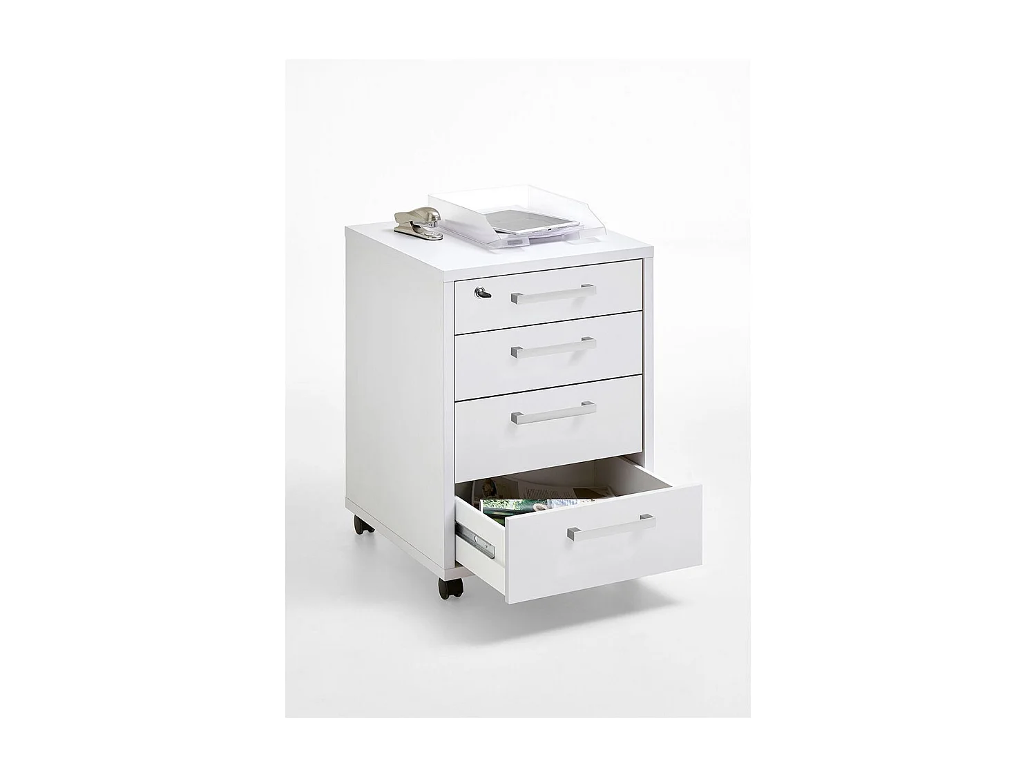 Caisson de Bureau 4 Tiroirs "Kazed" 65cm Blanc